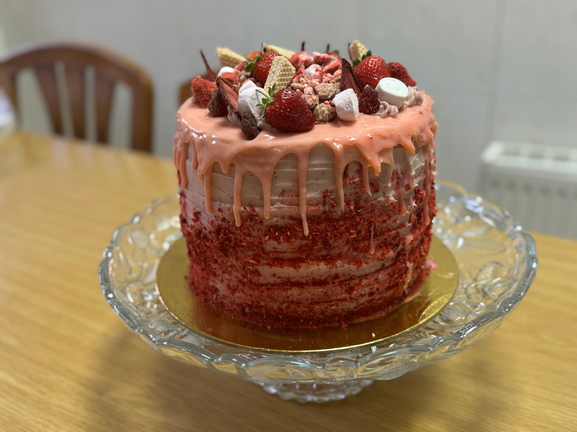 Roasted Strawberry White Chocolate ganache Cake